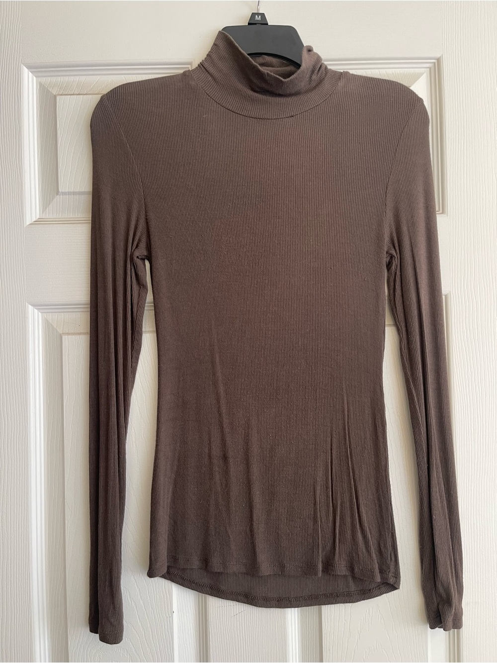 BCBGMaxAzria Brown Ribbed Long-Sleeve Turtleneck